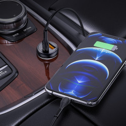 Адаптер автомобільний HOCO Smooth road car charger NZ5 |1USB/1Type-C, 30W/3A, PD/QC|