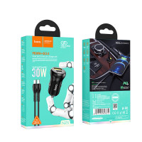 Адаптер автомобільний Hoco Type-C to Lightning Cable Smooth road car charger NZ5 |1USB/1Type-C, 30W/3A, PD/QC|