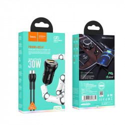 Адаптер автомобільний Hoco Type-C to Lightning Cable Smooth road car charger NZ5 |1USB/1Type-C, 30W/3A, PD/QC|