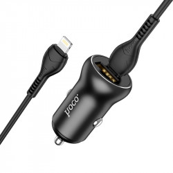 Адаптер автомобільний Hoco Type-C to Lightning Cable Smooth road car charger NZ5 |1USB/1Type-C, 30W/3A, PD/QC|