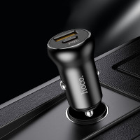 Адаптер автомобільний Hoco Type-C to Lightning Cable Smooth road car charger NZ5 |1USB/1Type-C, 30W/3A, PD/QC|