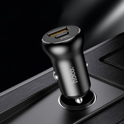 Адаптер автомобільний Hoco Type-C to Lightning Cable Smooth road car charger NZ5 |1USB/1Type-C, 30W/3A, PD/QC|