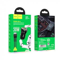 Адаптер автомобільний Hoco Type-C to Type-C Cable Smooth road car charger NZ5 |1USB/1Type-C, 30W/3A, PD/QC|