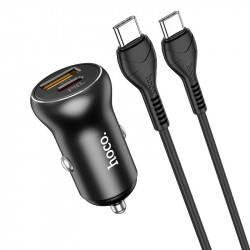Адаптер автомобільний Hoco Type-C to Type-C Cable Smooth road car charger NZ5 |1USB/1Type-C, 30W/3A, PD/QC|