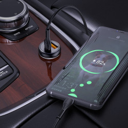 Адаптер автомобільний Hoco Type-C to Type-C Cable Smooth road car charger NZ5 |1USB/1Type-C, 30W/3A, PD/QC|