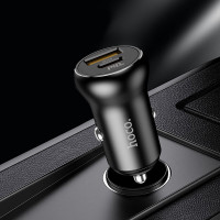 Адаптер автомобільний Hoco Type-C to Type-C Cable Smooth road car charger NZ5 |1USB/1Type-C, 30W/3A, PD/QC|