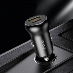Адаптер автомобільний Hoco Type-C to Type-C Cable Smooth road car charger NZ5 |1USB/1Type-C, 30W/3A, PD/QC|