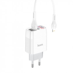 Адаптер мережевий Hoco Lightning cable Easy charge digital display charger set C93A |3USB, 3.4A|