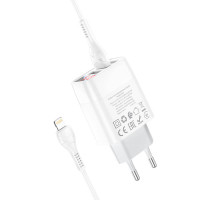 Адаптер мережевий Hoco Lightning cable Easy charge digital display charger set C93A |3USB, 3.4A|