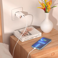 Адаптер мережевий Hoco Lightning cable Easy charge digital display charger set C93A |3USB, 3.4A|