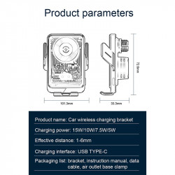 Тримач Auto open-close Transparent Wireless Charger T11 |15W|