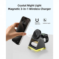 Зарядка Qi 4 in 1 Magnetic Wireless Charger W83 |15W, Phone/AirPods/iWatch|