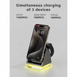 Зарядка Qi 4 in 1 Magnetic Wireless Charger W83 |15W, Phone/AirPods/iWatch|