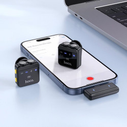 Мікрофон HOCO Dual-mic magnetic Lavalier wireless digital microphone L17 (Lightning / Type-C) |5-6h|