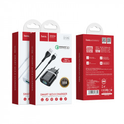 Адаптер мережевий Hoco Type-C Cable Smart FCP / AFC C12Q |1USB, 3A, 18W, QC3.0|