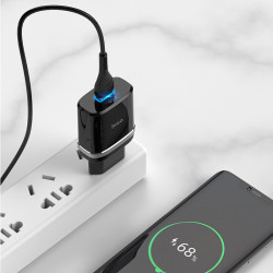 Адаптер мережевий Hoco Type-C Cable Smart FCP / AFC C12Q |1USB, 3A, 18W, QC3.0|
