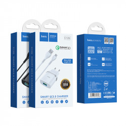Адаптер мережевий Hoco Micro USB Cable Smart FCP / AFC C12Q |1USB, 3A, 18W, QC3.0|