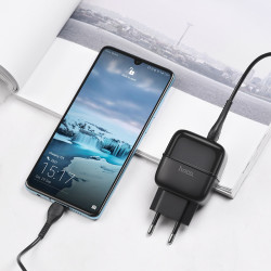 Адаптер мережевий Hoco Type-C cable Highway C77A |2USB, 2.4A|