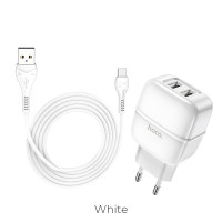 Адаптер мережевий Hoco Type-C cable Highway C77A |2USB, 2.4A|