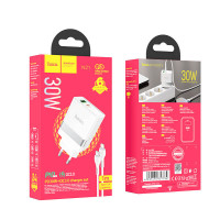 Адаптер мережевий HOCO Type-C to Lightning Cable Extension speed charger set N21 |1USB/1Type-C, PD/QC, 3A/30W|