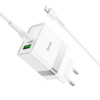 Адаптер мережевий HOCO Type-C to Lightning Cable Extension speed charger set N21 |1USB/1Type-C, PD/QC, 3A/30W|