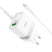 Адаптер мережевий HOCO Type-C to Lightning Cable Extension speed charger set N21 |1USB/1Type-C, PD/QC, 3A/30W|
