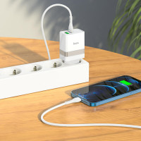 Адаптер мережевий HOCO Type-C to Lightning Cable Extension speed charger set N21 |1USB/1Type-C, PD/QC, 3A/30W|