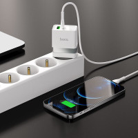 Адаптер мережевий HOCO Type-C to Lightning Cable Extension speed charger set N21 |1USB/1Type-C, PD/QC, 3A/30W|