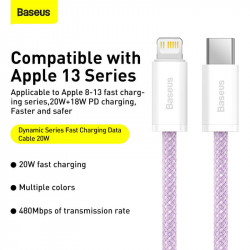 Кабель BASEUS Type-C to Lightning Dynamic Series Fast Charging Data Cable |1m, 20W| (CALD000003)