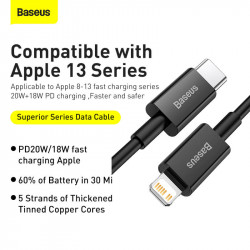 Кабель BASEUS Type-C to Lightning Superior Series Fast Charging Data Cable |2m, 20W| (CATLYS-C03)