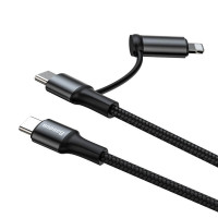 Кабель BASEUS Combo twins 2in1 Cable Type-C to Type-c / Lightning |1m, 60W/3A, PD| (CATLYW-01)