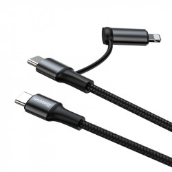 Кабель BASEUS Combo twins 2in1 Cable Type-C to Type-c / Lightning |1m, 60W/3A, PD| (CATLYW-01)