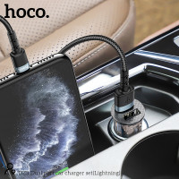 Адаптер автомобільний Hoco Lightning cable double port Car charger DZ3 |2USB, 2.4A|