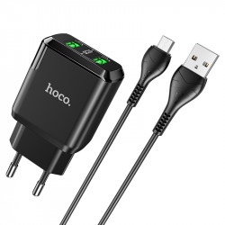 Адаптер мережевий Hoco Micro USB Cable Charmer dual port charger set N6 |2USB, 3A, 2xQC3.0, 18W| (Safety Certified)