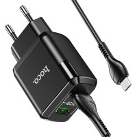 Адаптер мережевий Hoco Micro USB Cable Charmer dual port charger set N6 |2USB, 3A, 2xQC3.0, 18W| (Safety Certified)