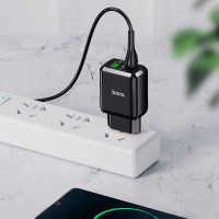 Адаптер мережевий Hoco Micro USB Cable Charmer dual port charger set N6 |2USB, 3A, 2xQC3.0, 18W| (Safety Certified)