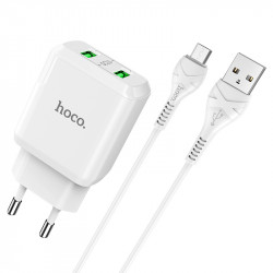 Адаптер мережевий Hoco Micro USB Cable Charmer dual port charger set N6 |2USB, 3A, 2xQC3.0, 18W| (Safety Certified)