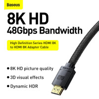 Кабель BASEUS High Definition Series HDMI 8k to HDMI 8k Adapter Cable |1m, 8K, HDMI2.1| (CAKGQ-J01)