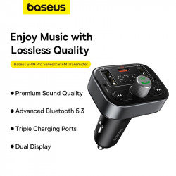 Адаптер автомобільний Baseus S-09 Pro Series Car FM Transmitter |BT5.3, PD/QC, 18W/2.4A|