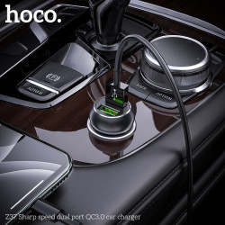 Адаптер автомобільний Hoco Sharp speed dual port Car charger Z37 |2USB, QC3.0, 3A, 36W|