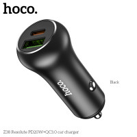 Адаптер автомобільний Hoco Resolute Car charger Z38 |1USB/1Type-C, QC/PD, 3A, 38W|