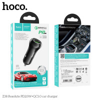 Адаптер автомобільний Hoco Resolute Car charger Z38 |1USB/1Type-C, QC/PD, 3A, 38W|