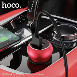 Адаптер автомобільний Hoco Resolute Car charger Z38 |1USB/1Type-C, QC/PD, 3A, 38W|