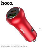 Адаптер автомобільний Hoco Resolute Car charger Z38 |1USB/1Type-C, QC/PD, 3A, 38W|