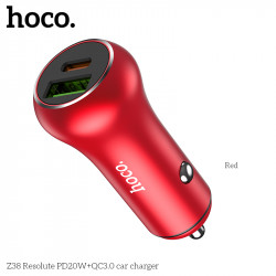 Адаптер автомобільний Hoco Resolute Car charger Z38 |1USB/1Type-C, QC/PD, 3A, 38W|