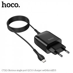 Адаптер мережевий Hoco Micro USB cable Glorious charger set C72Q |1USB, QC3.0/FCP/AFC, 3A, 18W|