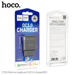 Адаптер мережевий HOCO Glorious single port charger C72Q |1USB, QC3.0/FCP/AFC, 3A, 18W|