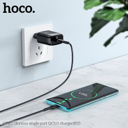 Адаптер мережевий HOCO Glorious single port charger C72Q |1USB, QC3.0/FCP/AFC, 3A, 18W|