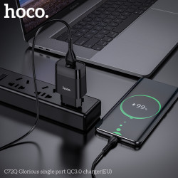 Адаптер мережевий HOCO Glorious single port charger C72Q |1USB, QC3.0/FCP/AFC, 3A, 18W|