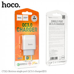 Адаптер мережевий HOCO Glorious single port charger C72Q |1USB, QC3.0/FCP/AFC, 3A, 18W|